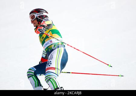 zan Kranjec di SLO durante la Coppa del mondo di sci alpino Audi FIS Man's Giant Slalom il 13 marzo 2021 a Kranjska Gora, Slovenia. (Foto di Damjan Zibert/NurPhoto) Foto Stock