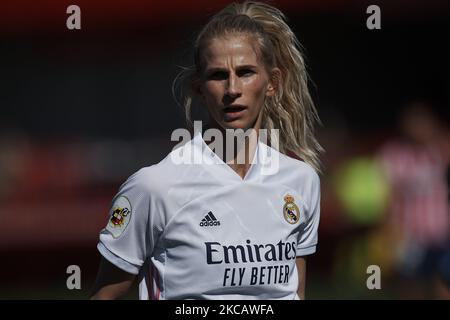 Sofia Jakobsson del Real Madrid durante la partita Primera Iberdrola tra Club Atletico de Madrid Femenino e Real Madrid Femenino al Wanda Sport Centre il 14 marzo 2021 a Madrid, Spagna. (Foto di Jose Breton/Pics Action/NurPhoto) Foto Stock