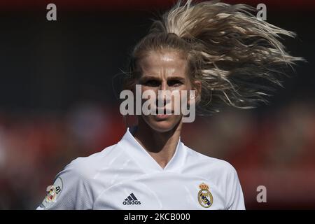 Sofia Jakobsson del Real Madrid durante la partita Primera Iberdrola tra Club Atletico de Madrid Femenino e Real Madrid Femenino al Wanda Sport Centre il 14 marzo 2021 a Madrid, Spagna. (Foto di Jose Breton/Pics Action/NurPhoto) Foto Stock