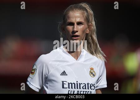 Sofia Jakobsson del Real Madrid durante la partita Primera Iberdrola tra Club Atletico de Madrid Femenino e Real Madrid Femenino al Wanda Sport Centre il 14 marzo 2021 a Madrid, Spagna. (Foto di Jose Breton/Pics Action/NurPhoto) Foto Stock