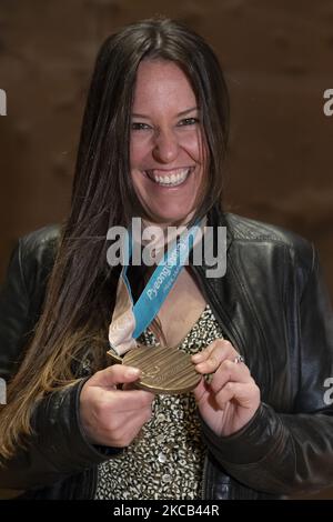 L'atleta spagnolo Astrid Fina Paredes posa durante la sessione di ritratto a Madrid, Spagna, il 18 marzo 2021. (Foto di Oscar Gonzalez/NurPhoto) Foto Stock