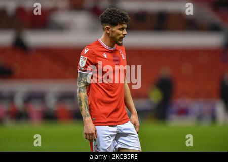 Tobias Figueiredo (3) della Foresta di Nottingham durante la partita del Campionato Sky Bet tra la Foresta di Nottingham e Norwich City al City Ground, Nottingham, mercoledì 17th marzo 2021. (Foto di Jon Hobley/MI News/NurPhoto) Foto Stock