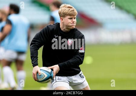 George Barton di Gloucester si scalda durante la partita della Gallagher Premiership tra Harlequins e Gloucester Rugby a Twickenham Stoop, Londra, sabato 20th marzo 2021. (Foto di Juan Gasperini/MI News/NurPhoto) Foto Stock