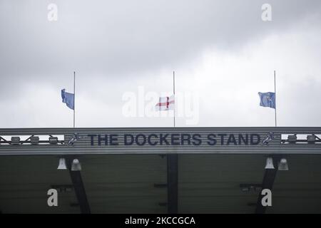 Il Den raffigurato durante la partita del Campionato Sky Bet tra Millwall e Swansea City al Den, Londra, Inghilterra il 10th aprile 2021. (Foto di Federico Maranesi/MI News/NurPhoto) Foto Stock