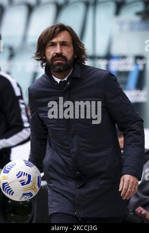 Allenatore della Juventus Andrea Pirlo durante la Serie A partita di calcio n.30 JUVENTUS - GENOVA il 11 aprile 2021 allo Stadio Allianz di Torino, Piemonte, Italia. Risultato finale: Juventus-Genova 3-1. (Foto di Matteo Bottanelli/NurPhoto) Foto Stock