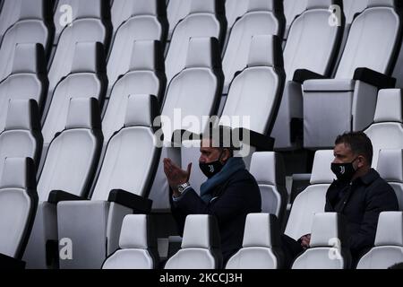 Fabio Paratici, direttore della Juventus, partecipa alla Serie A Football Match n.30 JUVENTUS - GENOVA il 11 aprile 2021 allo Stadio Allianz di Torino, Piemonte. Risultato finale: Juventus-Genova 3-1. (Foto di Matteo Bottanelli/NurPhoto) Foto Stock