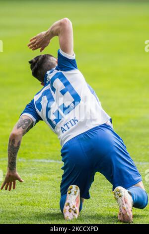 Baris Atik del 1. Il FC Magdeburg reagisce durante gli anni '3. Liga partita tra 1. FC Magdeburg e FSV Zwickau alla MDCC-Arena il 17 aprile 2021 a Magdeburg, Germania. (Foto di Peter Niedung/NurPhoto) Foto Stock