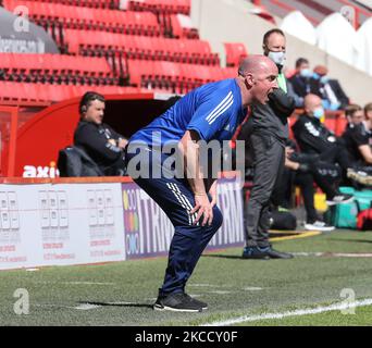 Il 17th aprile 2021, Paul Cook di Ipswich Town durante la Sky Bet League One tra Charlton Athletic e Ipswich Town at the Valley, Woolwich, Inghilterra. (Foto di Action Foto Sport/NurPhoto) Foto Stock