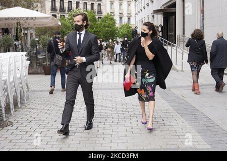 Amaia Salamanca e Rosauro Varo presento la prima dell'opera di Benjamin Britten Peter Grimes al Teatro Real di Madrid, Spagna, il 19 aprile 2021. (Foto di Oscar Gonzalez/NurPhoto) Foto Stock