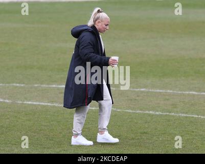 Adriana Leon del West Ham United WFC durante la partita di Super League delle donne di Barclays fa tra West Ham United Women ed Everton al Chigwell Construction Stadium il 25th aprile 2021 a Dagenham, Inghilterra. (Foto di Action Foto Sport/NurPhoto) Foto Stock