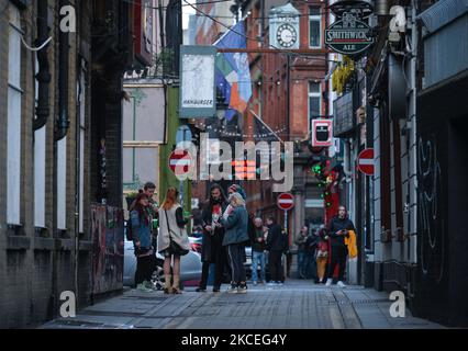 Una vista generale di una trafficata Dame Line nel centro di Dublino. Giovedì, 13 maggio 2021, a Dublino, Irlanda. (Foto di Artur Widak/NurPhoto) Foto Stock