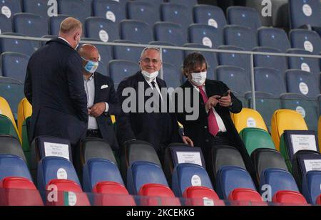 Claudio Lotito proprietario della SS Lazio durante la Serie Una partita tra AS Roma e SS Lazio allo Stadio Olimpico di Roma il 15 maggio 2021. (Foto di Giuseppe Maffia/NurPhoto) Foto Stock