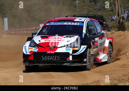 Sebastien OGIER (fra) e Julien INGRASSIA (fra) in TOYOTA Yaris WRC della TOYOTA GAZOO RACING WRT in azione durante lo Shakedown - Baltar del WRC Vodafone Rally Portogallo 2021 a Matosinhos - Portogallo, il 20 maggio 2021. (Foto di Paulo Oliveira / NurPhoto) Foto Stock