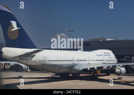 Aereo Hellenic Imperial Airways Boeing 747-281B all'aeroporto internazionale di Atene, Grecia. (Foto di Creative Touch Imaging Ltd./NurPhoto) Foto Stock