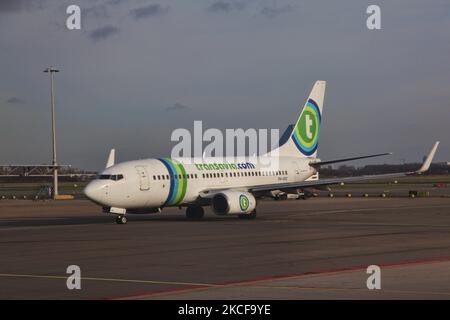 Transavia Airlines Boeing 737-7K2(WL) aereo all'aeroporto Schiphol di Amsterdam, Paesi Bassi. (Foto di Creative Touch Imaging Ltd./NurPhoto) Foto Stock