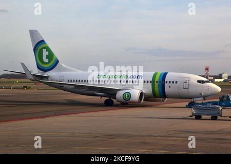 Transavia Airlines Boeing 737-7K2(WL) aereo all'aeroporto Schiphol di Amsterdam, Paesi Bassi. (Foto di Creative Touch Imaging Ltd./NurPhoto) Foto Stock