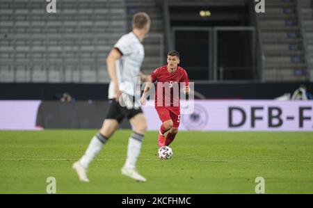 Joakim Mæhle in Danimarca durante il cordiale pre Euro 2021 match tra Germania e Danimarca allo stadio Tivoli di Innsbruck (Austria), il 2 giugno 2021. (Foto di Ulrik Pedersen/NurPhoto) Foto Stock