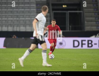 Joakim Mæhle in Danimarca durante il cordiale pre Euro 2021 match tra Germania e Danimarca allo stadio Tivoli di Innsbruck (Austria), il 2 giugno 2021. (Foto di Ulrik Pedersen/NurPhoto) Foto Stock