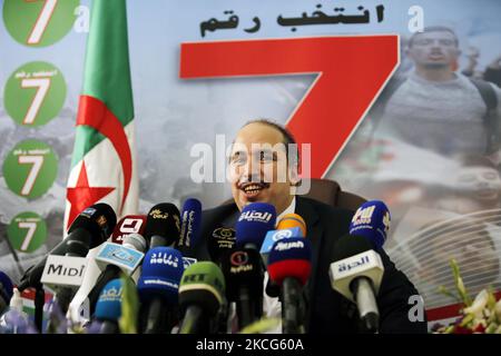 Abou el-Fadhl Baadji, segretario generale del fronte nazionale di liberazione (FLN), ha dato una conferenza stampa presso la sede del partito ad Algeri, Algeria, 16 giugno 2021 (Foto di Billal Bensalem/NurPhoto) Foto Stock