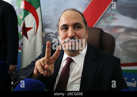 Abou el-Fadhl Baadji, segretario generale del fronte nazionale di liberazione (FLN), ha dato una conferenza stampa presso la sede del partito ad Algeri, Algeria, 16 giugno 2021 (Foto di Billal Bensalem/NurPhoto) Foto Stock