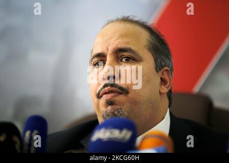 Abou el-Fadhl Baadji, segretario generale del fronte nazionale di liberazione (FLN), ha dato una conferenza stampa presso la sede del partito ad Algeri, Algeria, 16 giugno 2021 (Foto di Billal Bensalem/NurPhoto) Foto Stock