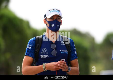 George Russel della Williams Racing arriva prima della gara del GP di Francia sul circuito Paul Ricard di le Castelett, Provenza-Alpi-Côte Azzurra, Francia, 20 giugno 2021 (Foto di Andrea Diodato/NurPhoto) Foto Stock