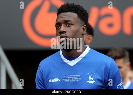 Timi Orusina di Hartlepool United durante la finale di Vanarama National League Play Off tra Hartlepool United e Torquay United ad Ashton Gate, Bristol, Regno Unito il 20th giugno 2021. (Foto di Mark Fletcher/MI News/NurPhoto) Foto Stock