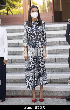 La regina Letizia Spagna durante la cerimonia di apertura del 'World blindness Summit Madrid 2021'. Si tratta del più grande Vertice mondiale sulla cecità, un incontro globale organizzato dal Gruppo sociale ONC, il 28 giugno 2021, a Madrid, Spagna. (Foto di Oscar Gonzalez/NurPhoto) Foto Stock