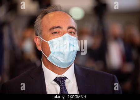 Giulio Gallera partecipa alla conferenza stampa di forza Italia “Milano ci siamo”, che si terrà a Palazzo delle Stelline il 25 giugno 2021 a Milano. (Foto di Alessandro Bremec/NurPhoto) Foto Stock