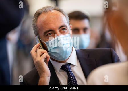 Giulio Gallera partecipa alla conferenza stampa di forza Italia “Milano ci siamo”, che si terrà a Palazzo delle Stelline il 25 giugno 2021 a Milano. (Foto di Alessandro Bremec/NurPhoto) Foto Stock