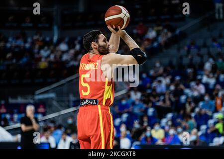 RudyFernandez di Spagna in azione durante la partita di basket preparatoria della Tokyo 2020 Challenge disputata tra Spagna e Iran presso il Fuente de Wizink Center il 05 luglio 2021 a Valencia, Spagna. (Foto di Jon Imanol Reino/NurPhoto) Foto Stock