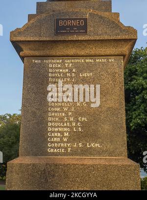 Darwin, Australia – 17 ottobre 2022: Il Cenotaph di Darwin commemora quelli del territorio del Nord che hanno servito nei vari conflitti in cui Foto Stock