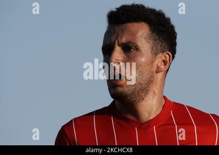 Oussama Idrissi di Siviglia guarda durante la partita amichevole pre-stagione tra Siviglia CF e Coventry City alla Pinatar Arena il 17 luglio 2021 a Murcia, Spagna. (Foto di Jose Breton/Pics Action/NurPhoto) Foto Stock