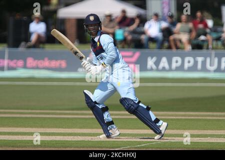 Graham Clark di Durham ha piombato durante la partita della Royal London One Day Cup tra Kent e Durham al County Ground di Beckenham, Regno Unito, il 22nd luglio 2021. (Foto di will Matthews/MI News/NurPhoto) Foto Stock