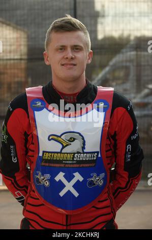 Joe Alcock - Eastbourne Seagulls durante la partita della National Development League tra Belle Vue Colts e Eastbourne Seagulls al National Speedway Stadium, Manchester, Inghilterra, il 23rd luglio 2021. (Foto di Ian Charles/MI News/NurPhoto) Foto Stock