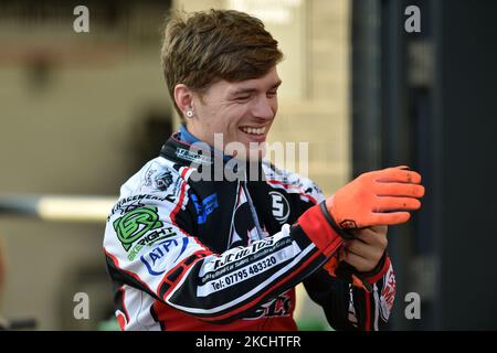 Connor Coles of Belle Vue Cool Running Colts durante la partita della National Development League tra Belle Vue Aces e Eastbourne Seagulls al National Speedway Stadium di Manchester venerdì 23rd luglio 2021. (Foto di Eddie Garvey/MI News/NurPhoto) Foto Stock