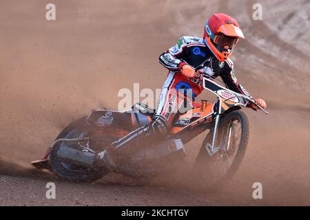 Connor Coles of Belle Vue Cool Running Colts durante la partita della National Development League tra Belle Vue Aces e Eastbourne Seagulls al National Speedway Stadium di Manchester venerdì 23rd luglio 2021. (Foto di Eddie Garvey/MI News/NurPhoto) Foto Stock