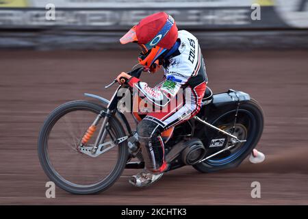 Connor Coles of Belle Vue Cool Running Colts durante la partita della National Development League tra Belle Vue Aces e Eastbourne Seagulls al National Speedway Stadium di Manchester venerdì 23rd luglio 2021. (Foto di Eddie Garvey/MI News/NurPhoto) Foto Stock