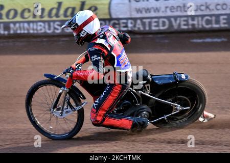 Joe Alcock di Eastbourne Seagulls durante la partita della National Development League tra Belle Vue Aces e Eastbourne Seagulls al National Speedway Stadium di Manchester venerdì 23rd luglio 2021. (Foto di Eddie Garvey/MI News/NurPhoto) Foto Stock