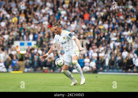 Jack Harrison di Leeds si è Unito sul pallone durante la partita amichevole pre-stagione tra Blackburn Rovers e Leeds United a Ewood Park, Blackburn mercoledì 28th luglio 2021. (Foto di Pat Scaasi/MI News/NurPhoto) Foto Stock