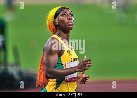 Shelly-Ann Fraser-Pryce durante 100 metri per le donne alle Olimpiadi di Tokyo, Stadio Olimpico di Tokyo, Giappone il 31 luglio 2021. (Foto di Ulrik Pedersen/NurPhoto) Foto Stock