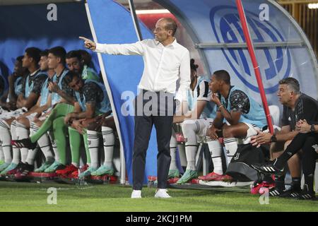 Massimiliano Allegri della Juventus gesta durante il simpatico incontro pre-stagionale tra AC Monza e Juventus - Trofeo Berlusconi 2021 - allo Stadio Brianteo il 31 luglio 2021 a Monza. (Foto di Giuseppe Cottini/NurPhoto) Foto Stock