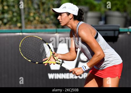 Gabriela TalabÄƒ in azione durante il gioco contro Alexandra Dulgheru, Qualifiche Singles, Court 2, Round 2 al Winners Open di Cluj-Napoca, Romania, 3 agosto 2021 (Foto di Flaviu Buboi/NurPhoto) Foto Stock