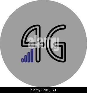 4G icona Nero e Blu icona vettoriale icona sfondo grigio icona Android Imposta icone forma circolare immagine vettoriale, file Illustrator, file EPS Illustrazione Illustrazione Vettoriale