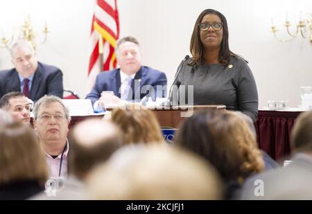 Il procuratore generale di New York Letitia Ann ''Tish'' James in Albany NY, USA, il 28 gennaio 2020. (Foto di Shannon De celle/NurPhoto) Foto Stock