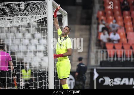 David Soria di Getafe CF durante la partita la liga tra Valencia CF e Getafe CF allo stadio Mestalla il 13 agosto 2021 a Valencia, Spagna. (Foto di Jose Miguel Fernandez/NurPhoto) Foto Stock