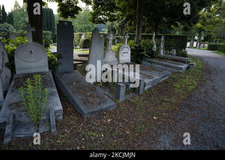 Vista del cimitero romano-cattolico di Buitenveldert ad Amsterdam, nei Paesi Bassi, il 14 agosto 2021. (Foto di Oscar Gonzalez/NurPhoto) Foto Stock