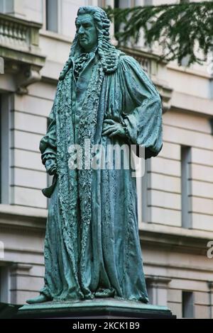 Statua di John Watts nel cortile della Trinity Church a Lower Manhattan, New York, USA. (Foto di Creative Touch Imaging Ltd./NurPhoto) Foto Stock