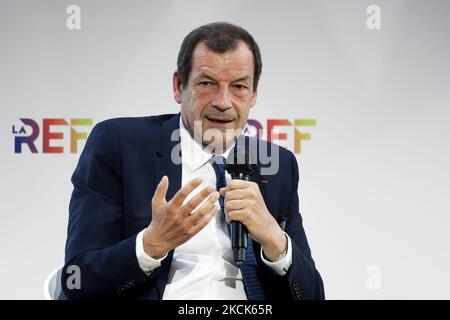 FRANCIA – PARIGI – MEDEF – REF 2021 - DATORI DI LAVORO - SINDACATI – CEO di COVEA Thierry Derez partecipa al meeting estivo annuale del Medef 'la Ref 2021' sul circuito di Longchamp a Parigi – 25 agosto 2021, Parigi (Foto di Daniel Pier/NurPhoto) Foto Stock