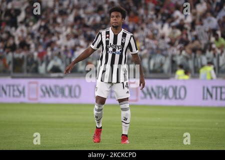 Weston McKennie di Juventus gesta durante la Serie Una partita tra Juventus e Empoli FC allo Stadio Allianz il 28 agosto 2021 a Torino. (Foto di Giuseppe Cottini/NurPhoto) Foto Stock